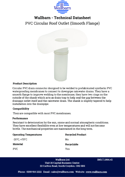 Datasheet - PVC Circular Downpipe 240mm (L) (Smooth Flange)