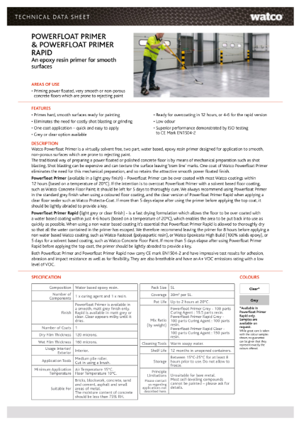 Data Sheet: Powerfloat Primer & Rapid | Watco UK Ltd | NBS Source