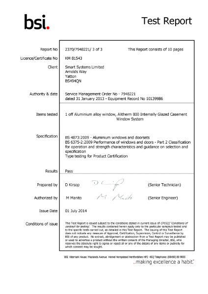 [Alitherm 800] [BSI2370/7948221/3] BS6375-2 Cyclic Test