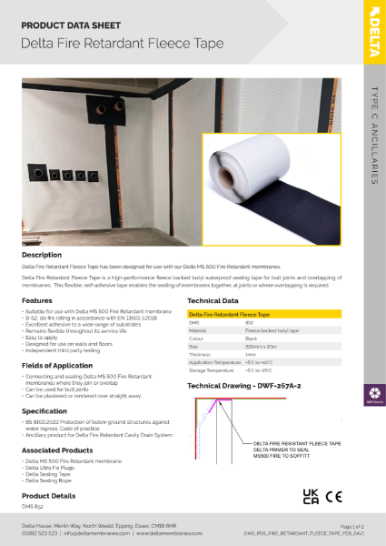 Delta MS 500 Fire Retardant Fleece Tape Product Data Sheet