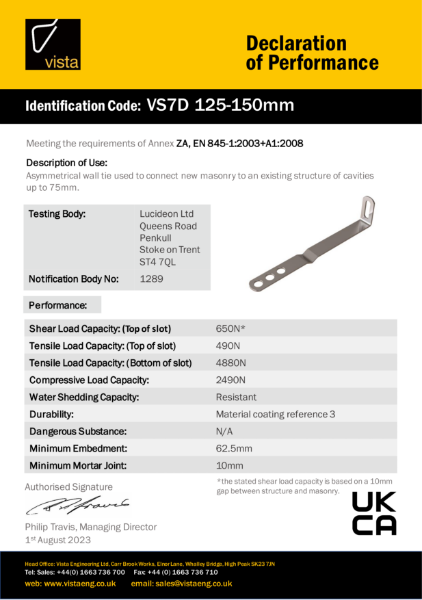 VS7D 125-150mm Declaration of Performance