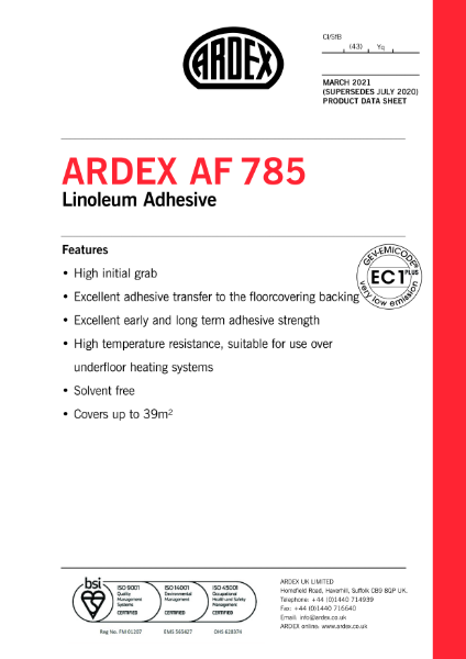 ARDEX AF 785 Datasheet