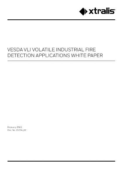 XTRALIS VESDA VLI White Paper - Aspirating Smoke Detection in Volatile Industrial Applications