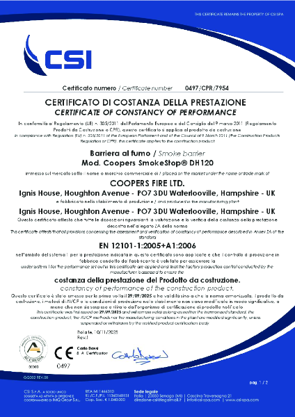 Certificate of constancy of performance