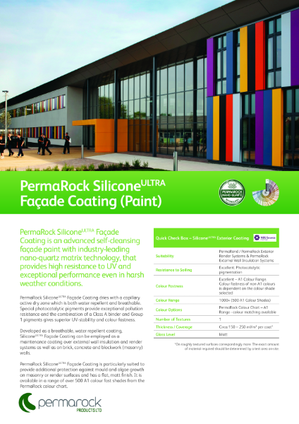 Permarock SiliconeUltra Façade Coating (advanced façade paint with nano-quartz matrix technology and high resistance to UV)