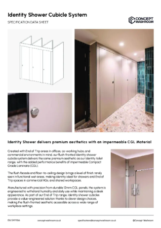 CW Identity Shower Cubicle System - Product Data Sheet