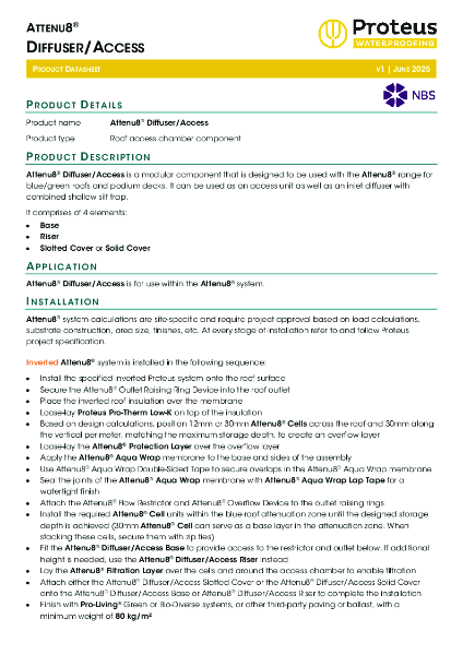 Product Data Sheet - Attenu8® Diffuser/Access