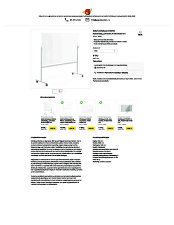 Mobil whiteboard DORIS, dobbeltsidig Produkinformasjon