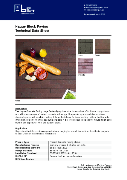 Hague Block Paving Datasheet