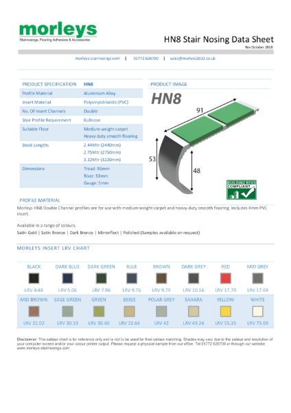 HN8 Deep Bullnose Double Channel Stair Nosing / Stair Edging for Carpet