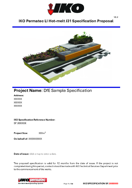 DfE CF25 Sample Specification - IKO Permatec LI Hot Melt Roofing System