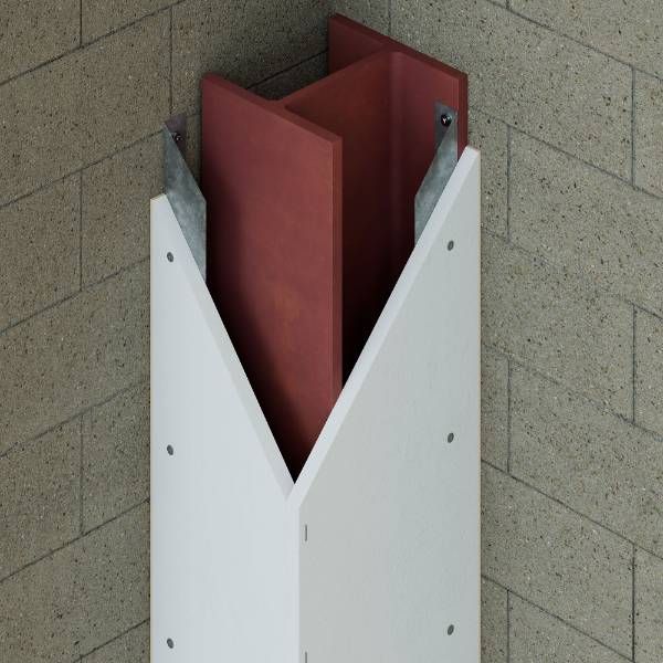 PROMATECT-250® - 2 Sided Column Protection up to 600 mm x 600 mm. Board fix to Angle, Angle fix to wall - ST P250-044S