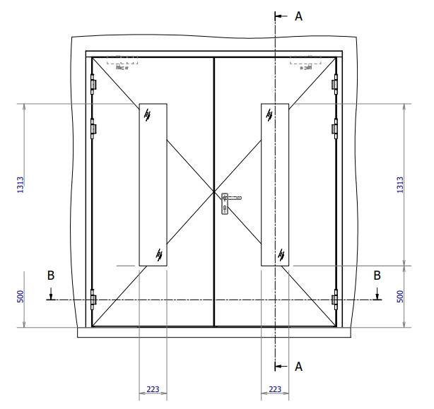Drawing P021 - M56L double leaf internal door corner frame