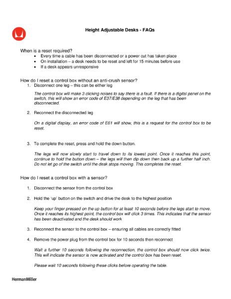 Height Adjustable FAQ