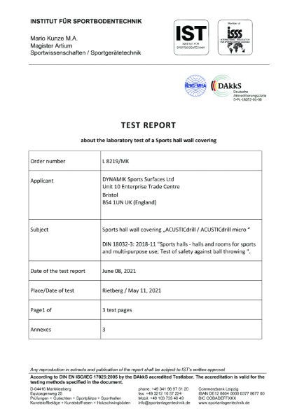 DYNAMIK Solid & Perforated Impact Test Report