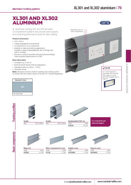 XL302 Aluminium Trunking Product Data Sheet