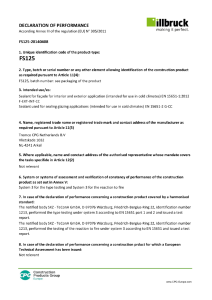 FS125 Declaration of Performance