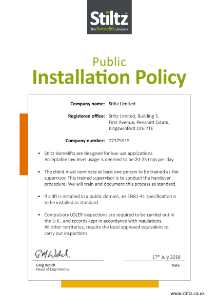 Stiltz Public Installation Policy