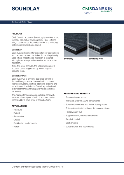 Acoustics Soundlay Soundlay plus - Technical Data Sheet