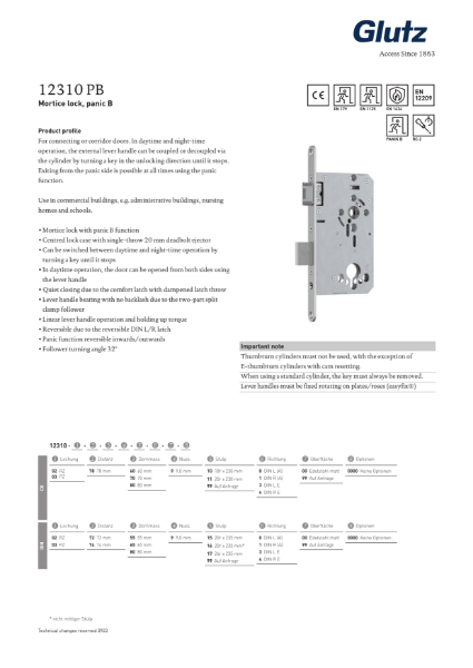 12310 PB Panic Sashlock