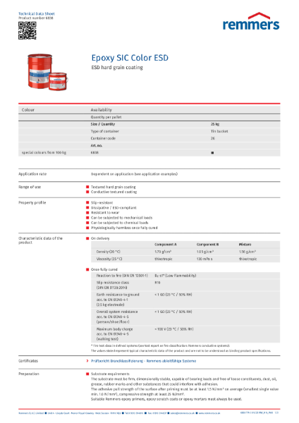 Technical Data Sheet - Epoxy SIC Color ESD