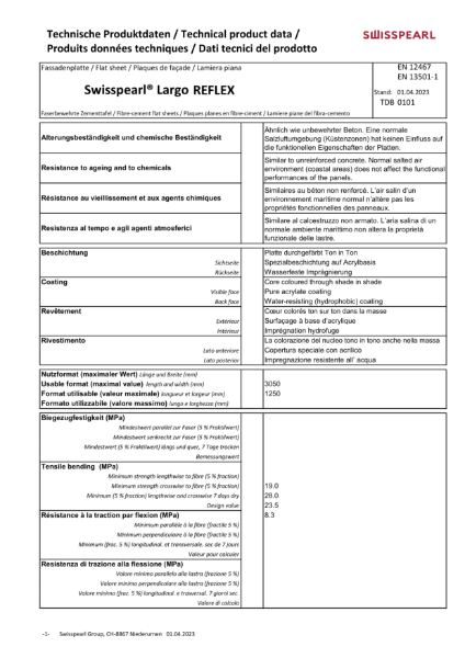 Swisspearl Reflex Technical Datasheet