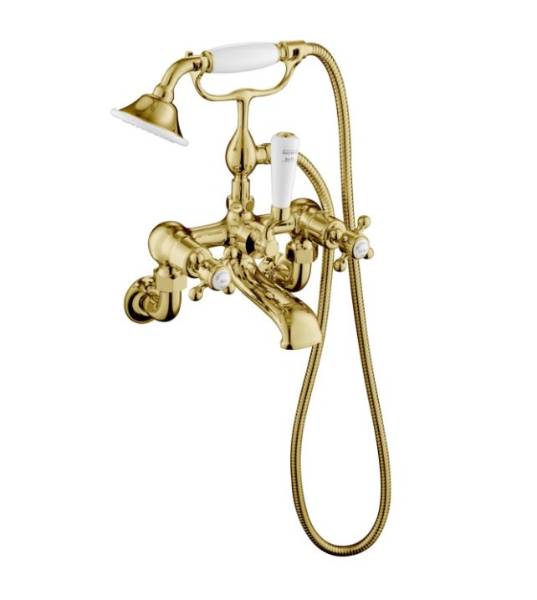 Grosvenor Bath Shower Mixer Wall Mounted with Kit - Bath Mixer Tap With Hand Shower