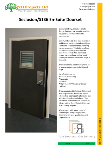 R-Quest Severe Duty Seclusion Grade En-Suite Doorset