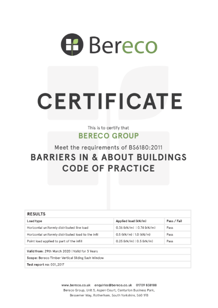 Bereco BS6180 Test Certificate