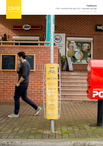 FlexiSecure Pole-Mounted Bike Rack with Integrated Signage