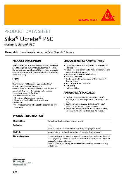 Product Data Sheet - Sika® Ucrete® PSC