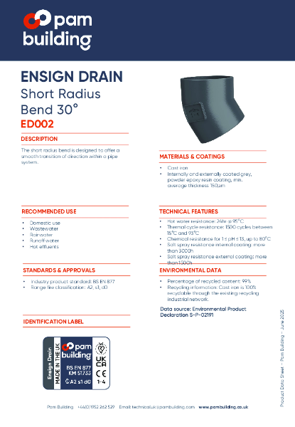 ED002 - 30° Short Radius Bend