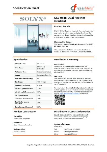 SXJ-0548 Dual Feather Gradient Specification Sheet