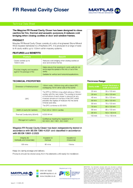 Mayplas FR Reveal Cavity Closer Technical Data Sheet Nov 2024