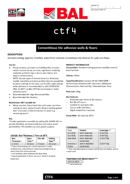 BAL CTF4 - Technical Datasheet