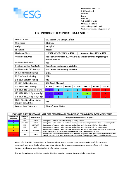 ESG Secure LPS 1270-012-20T-Data Sheet