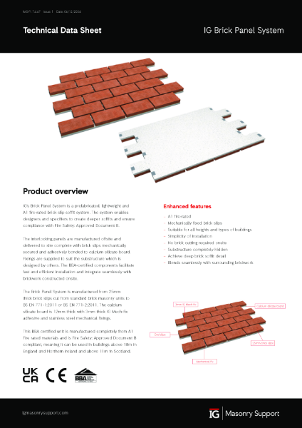 IG Brick Panel System Technical Data Sheet