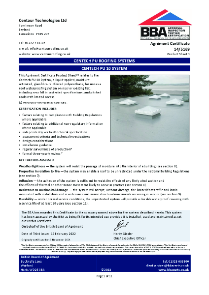 BBA Agrément Certificate