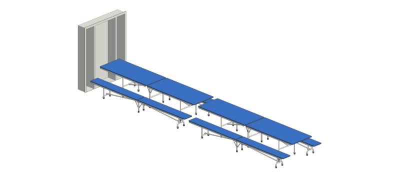 Double Recessed Wall Pocket Dining Table System 