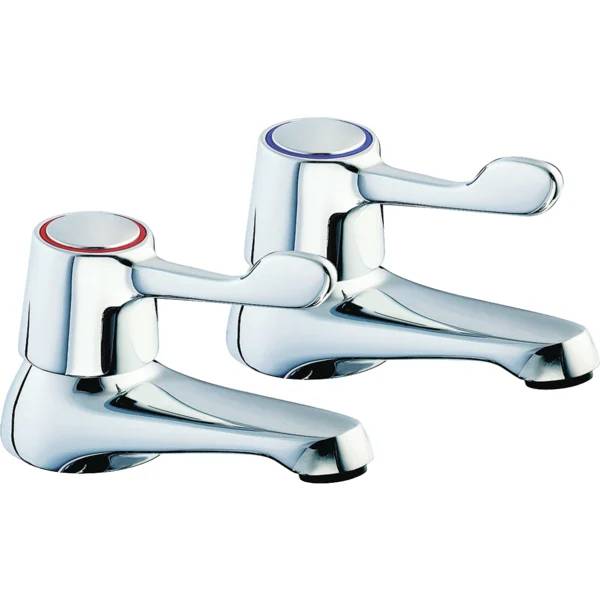 Twyford Sola Set Of Washbasin Taps, Deck-Mounted, Single-Lever Mixer, Lever Actuation