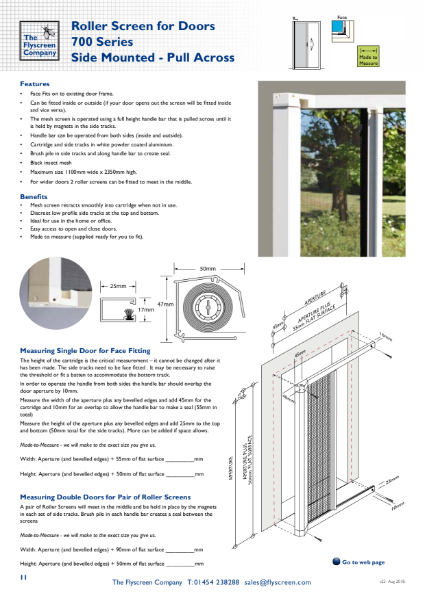 Flyscreen Roller Door Screen - S700 - Side Mounted