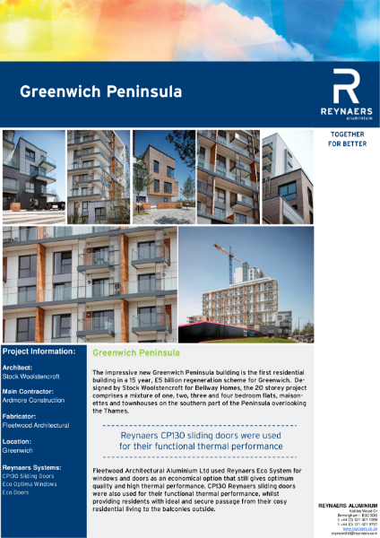 Case Study: Greenwich Peninsula, featuring CP 130 aluminium sliding doors