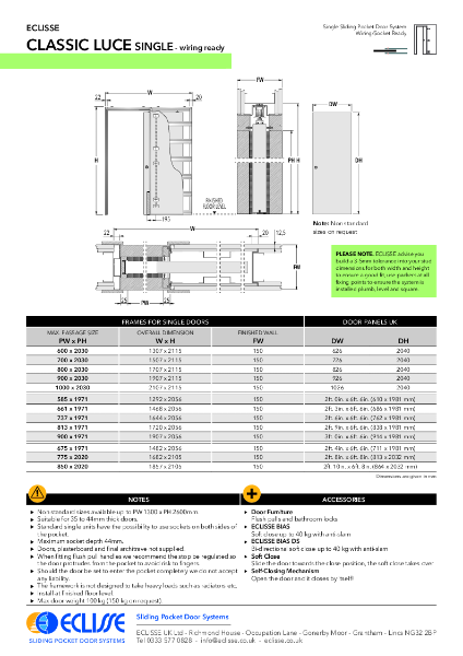 Classic SINGLE Pocket Door System Wiring Ready
