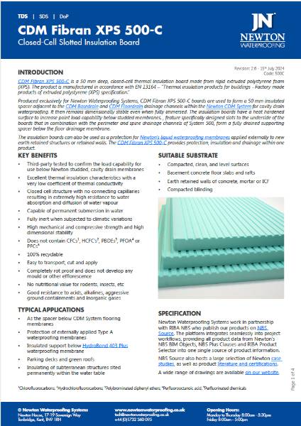 Newton CDM Fibran XPS-500C - Technical Data Sheet