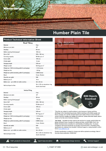 Humber Technical Data Sheet