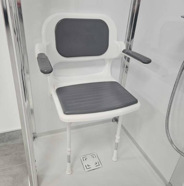 2000 Series Standard Fold Up Shower Seat with Back & Arms