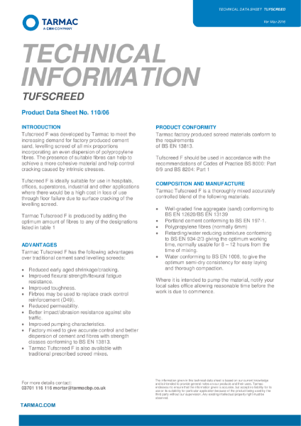 Tufscreed F Technical Data Sheet