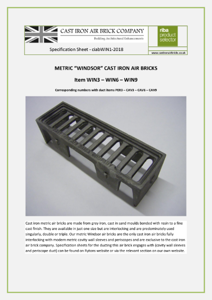 Cast Iron Metric Windsor Air Bricks