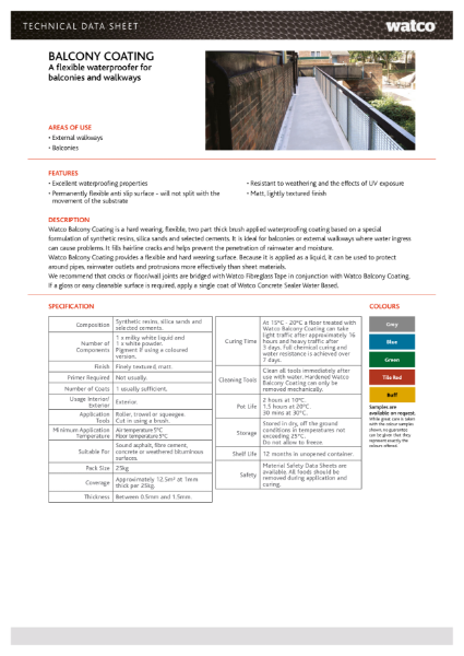 Data Sheet: Balcony Coating