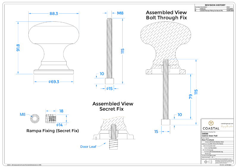 BLU™ - KM388 Centre Classic Door Pull CAD